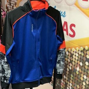 Reebok Blue and Black Jacket with Orange Highlights